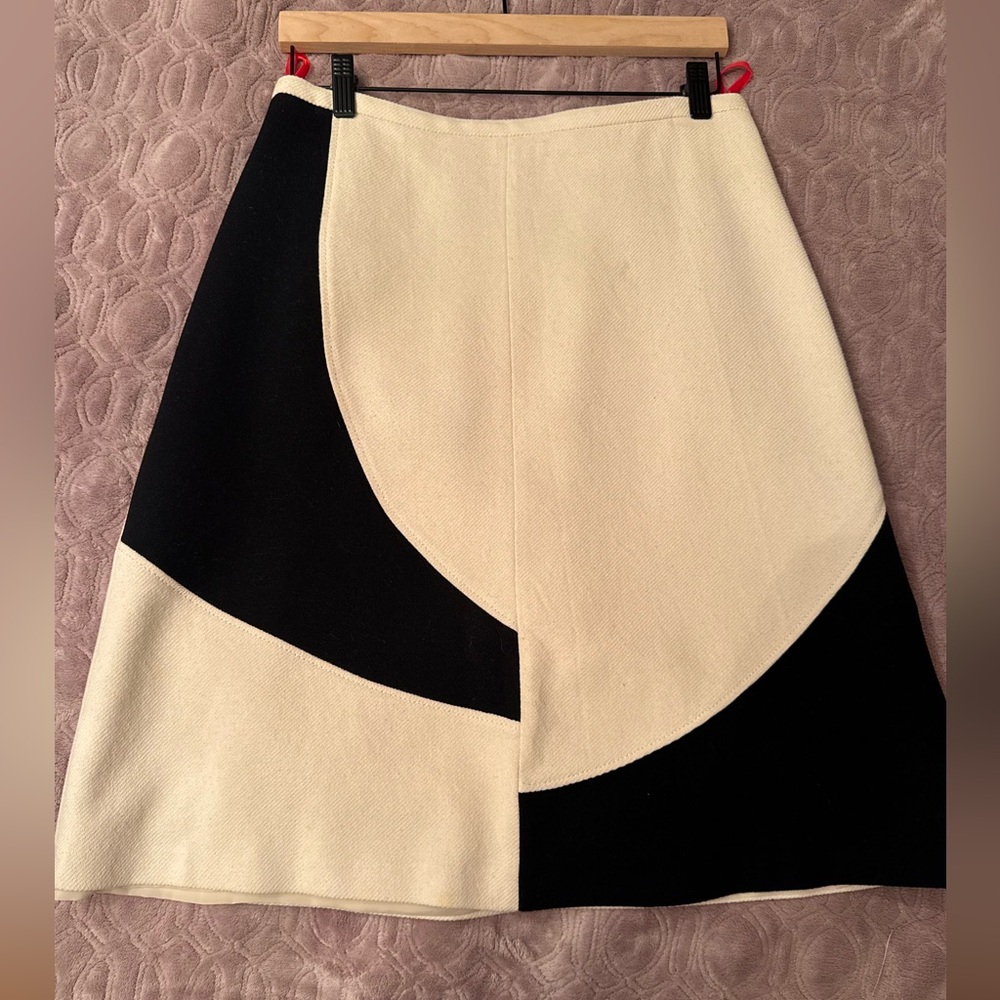 Piazza Sempione Wool Blend Lined Color Block Skirt Made In Italy Size 46